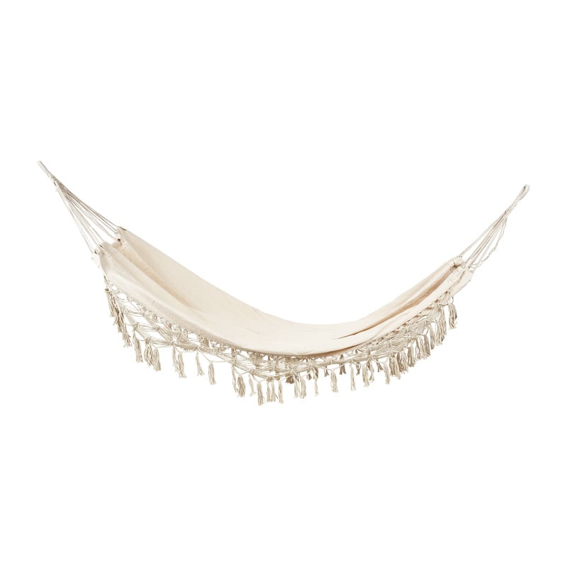 Hangmat met franjes - beige - 90x200 cm
