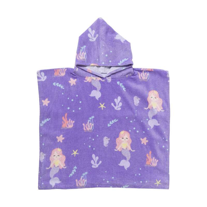 Strandponcho kids zeemeermin - multikleur - 60x110 cm
