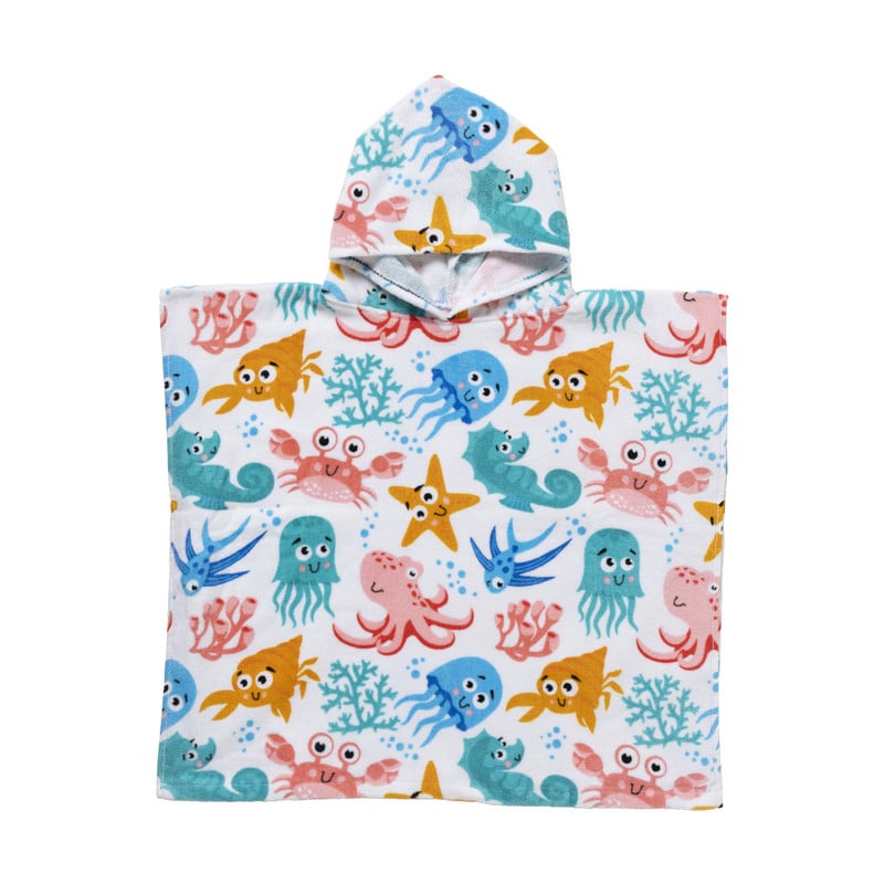 Strandponcho kids sea life - multikleur - 60x110 cm
