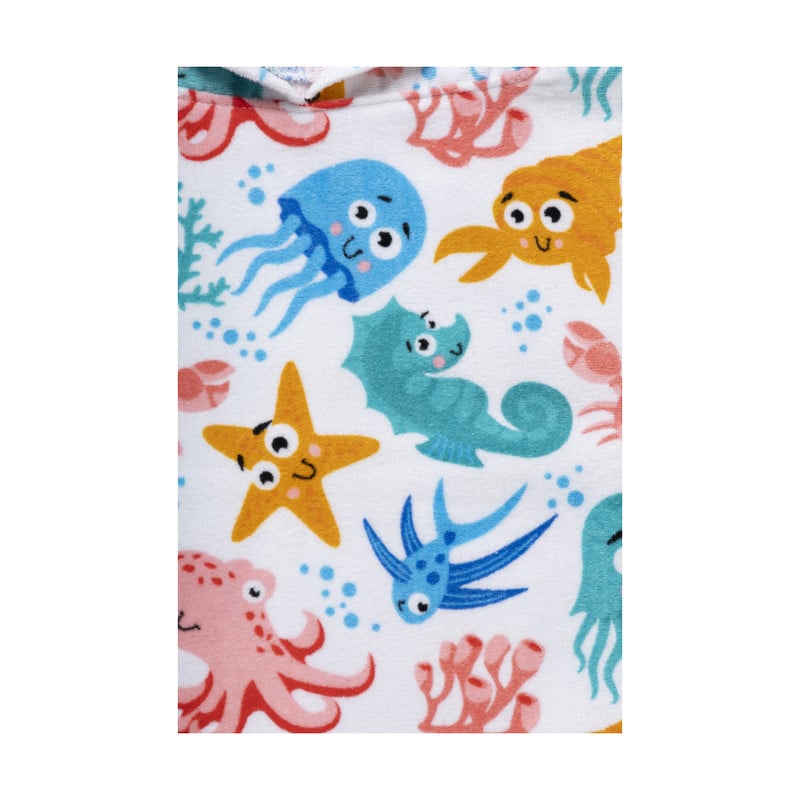 Strandponcho kids sea life - multikleur - 60x110 cm