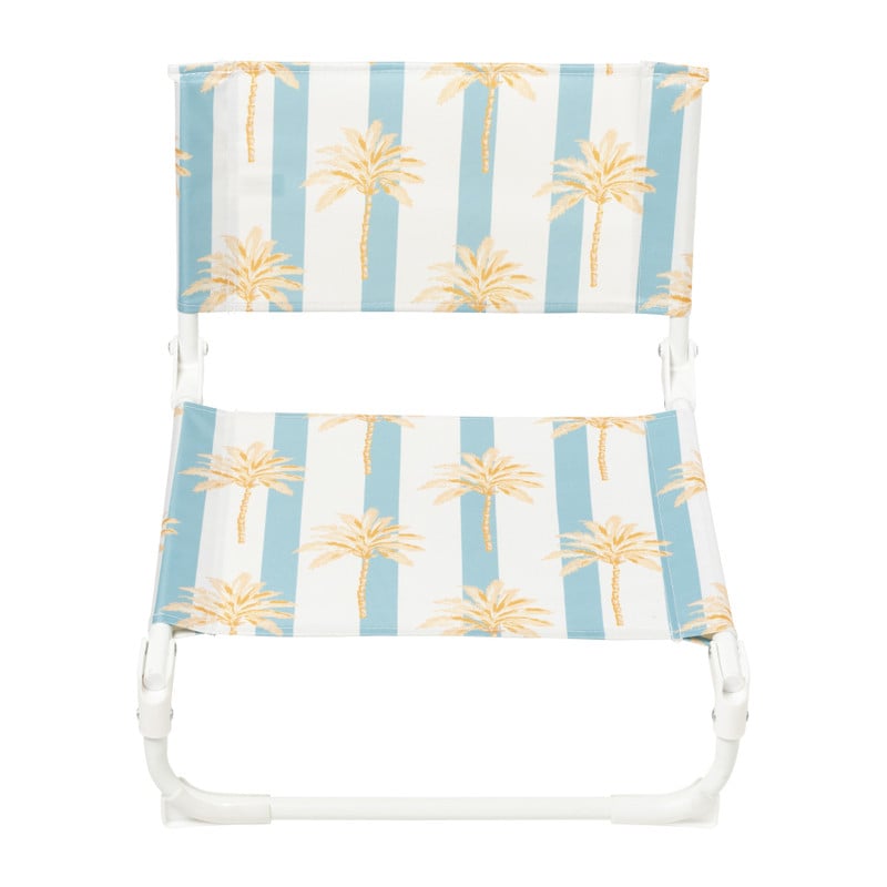 Strandstoeltje palmboom - blauw/wit - 45x45x46 cm