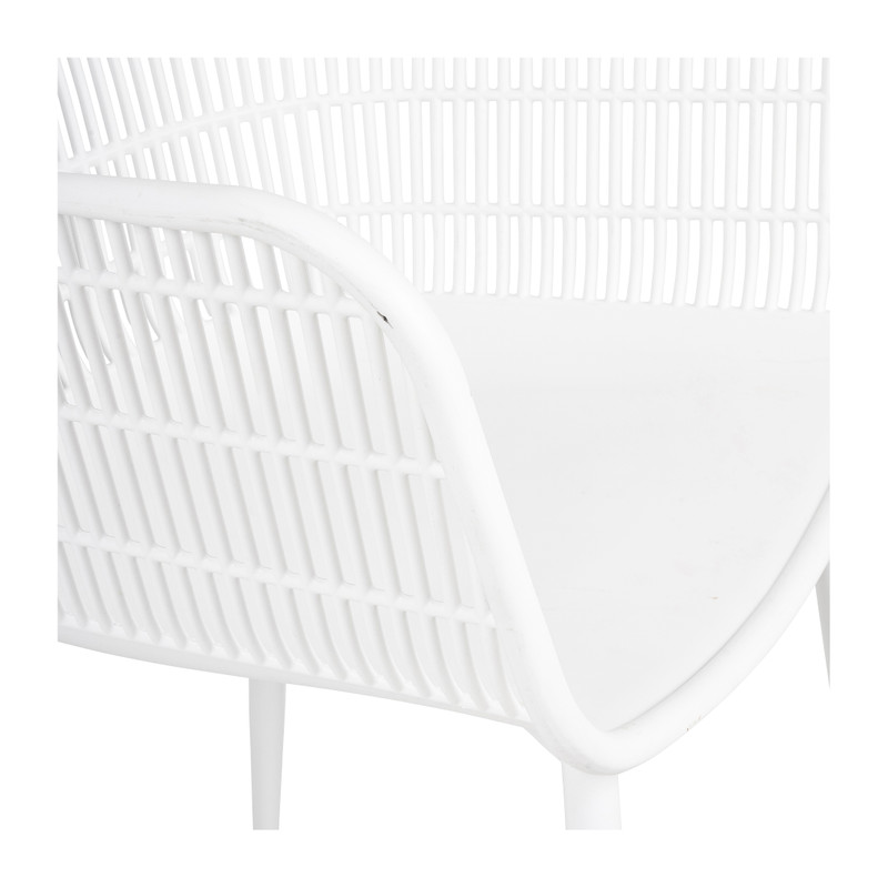 Kunststof tuinstoel met armleuning - wit - 63x53x85 cm