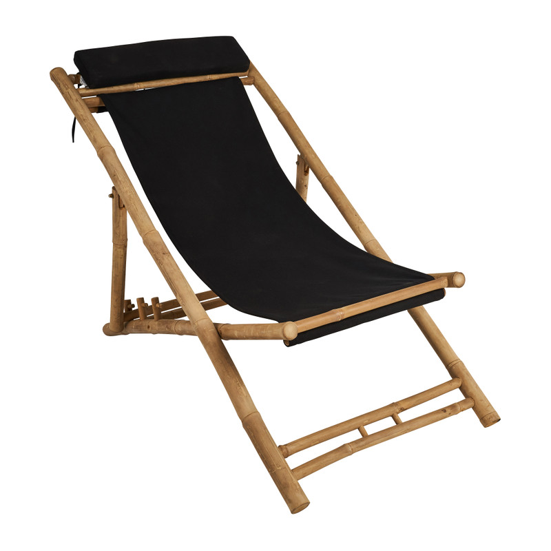 Strandstoel bamboe - zwart - 110x60 cm