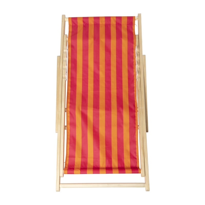 Strandstoel streep - oranje/roze - 92x82x58 cm