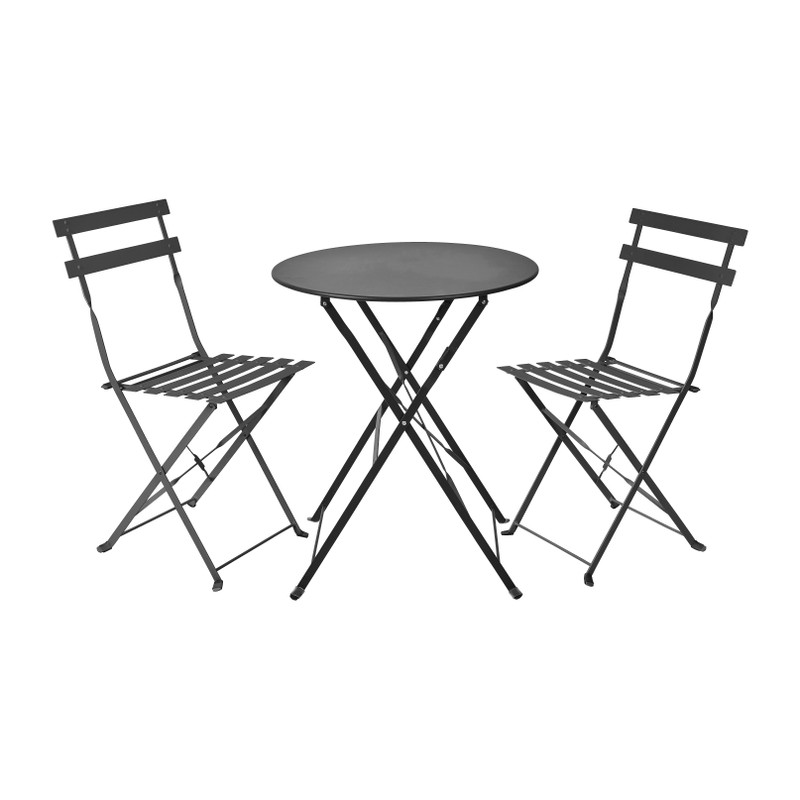 Bistroset tafel + 2 stoelen - zwart - ⌀59x70 | 41x44x81 cm