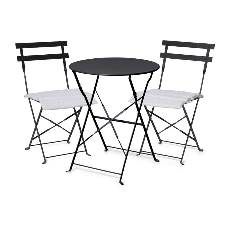 Bistroset tafel + 2 stoelen - zwart - ⌀59x70 | 41x44x81 cm