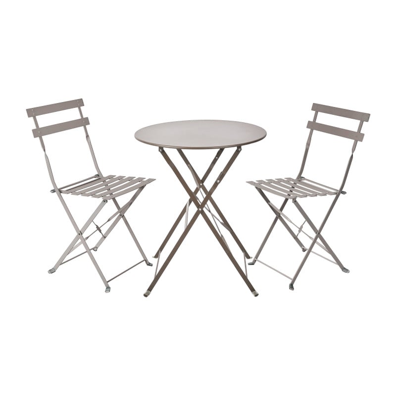 Bistroset tafel + 2 stoelen - grijs -⌀59x70 | 41x44x81 cm