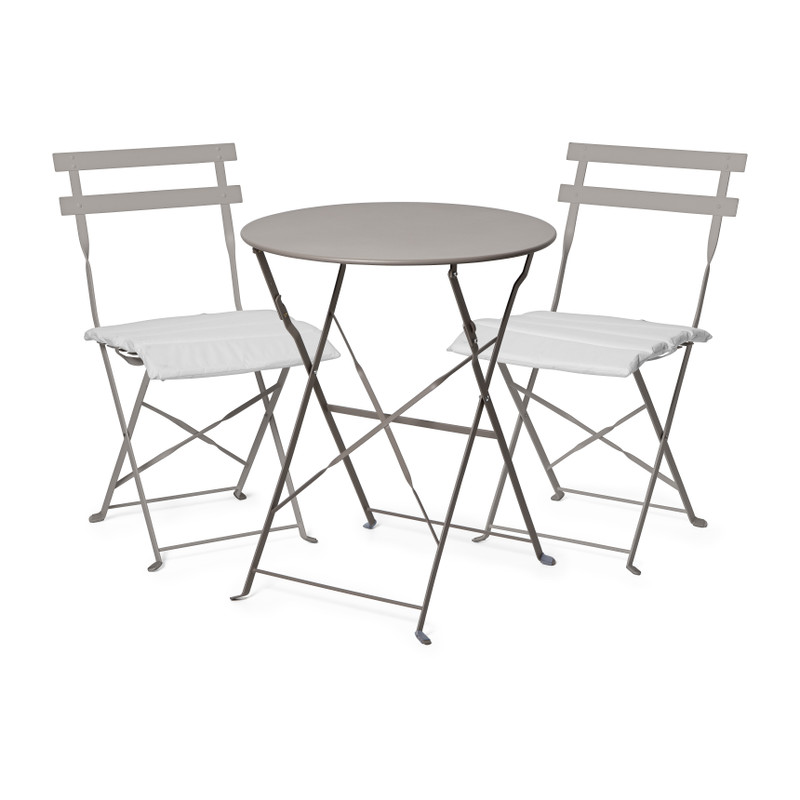Bistroset tafel + 2 stoelen - grijs -⌀59x70 | 41x44x81 cm