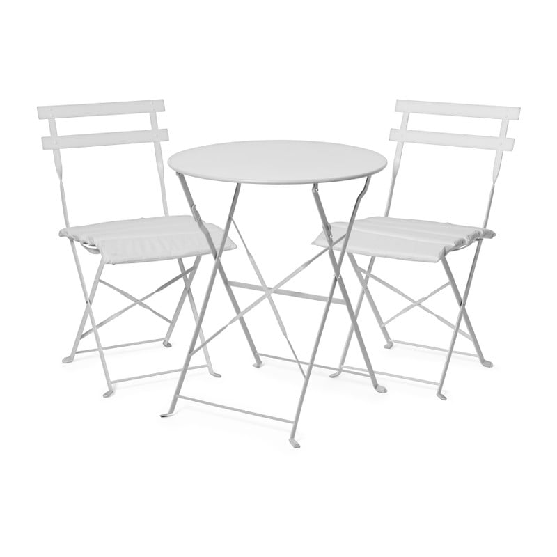 Bistroset tafel + 2 stoelen - wit - ⌀59x70 | 41x44x81 cm