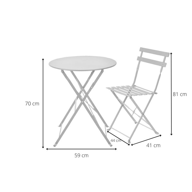 Bistroset tafel + 2 stoelen - wit - ⌀59x70 | 41x44x81 cm