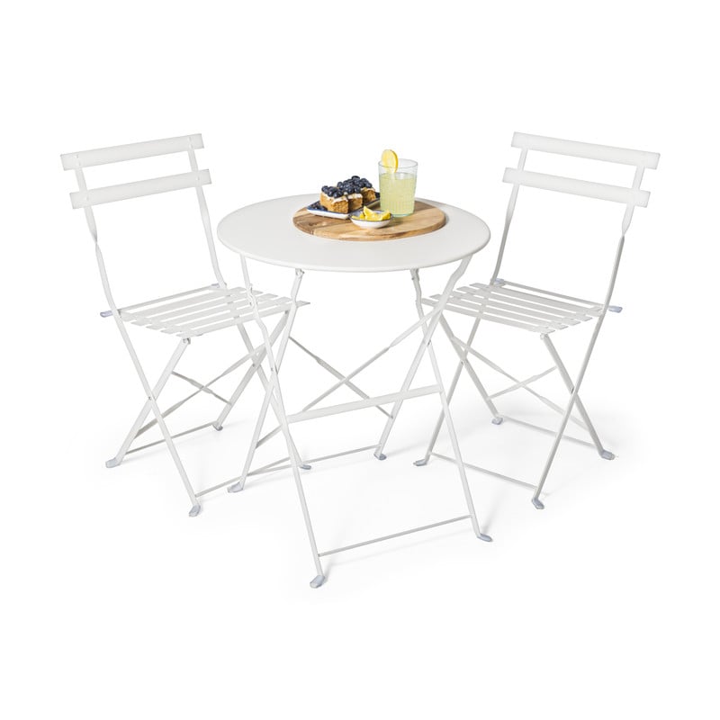 Bistroset tafel + 2 stoelen - wit - ⌀59x70 | 41x44x81 cm