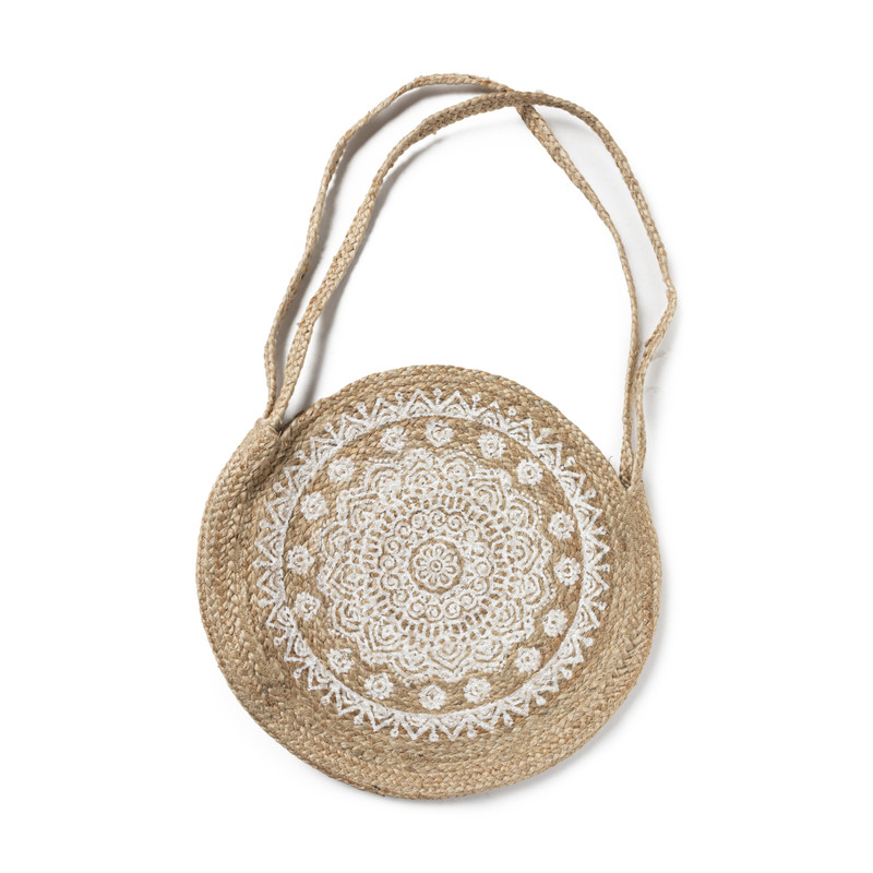 Jute tas rond - mandala -  ⌀40 cm