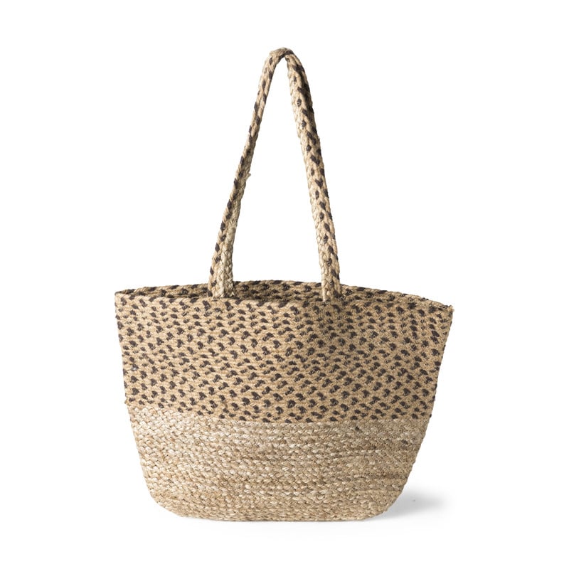 Jute tas stippen - naturel/zwart - 35x50 cm