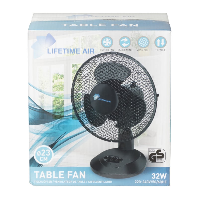 Tafelventilator - zwart - ⌀28x38 cm
