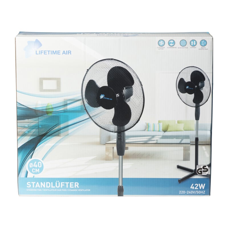 Ventilator op voet - zwart - ⌀43x128 cm