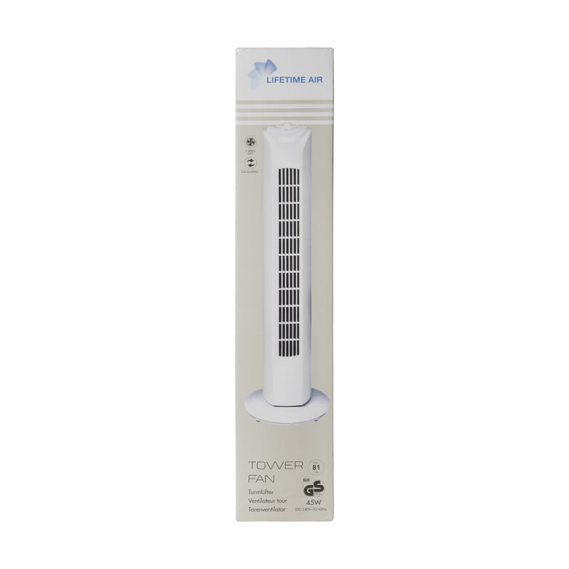 Ventilator toren - wit - 81x22x22 cm