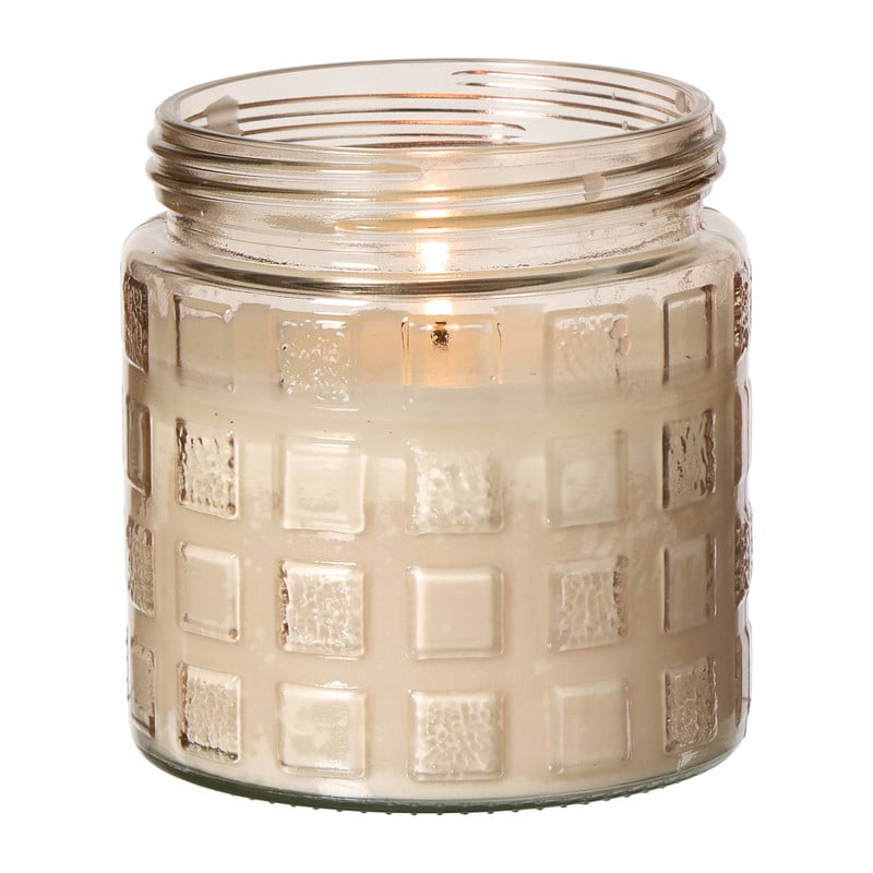 Citronella kaars in glas - blokpatroon - ø11.2x12 cm