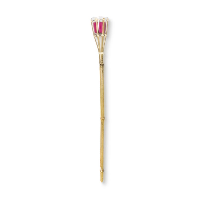 Bamboe tuinfakkel met kaars - diverse kleuren - 76 cm 