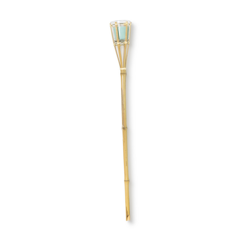 Bamboe tuinfakkel met kaars - diverse kleuren - 76 cm 