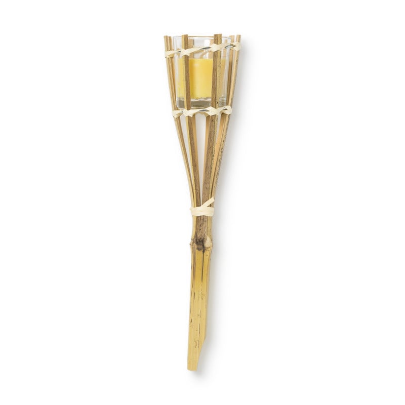 Bamboe tuinfakkel met kaars - diverse kleuren - 30 cm 