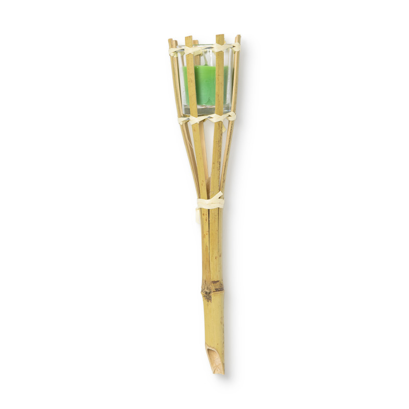 Bamboe tuinfakkel met kaars - diverse kleuren - 30 cm 