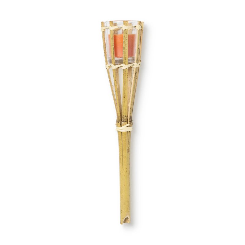 Bamboe tuinfakkel met kaars - diverse kleuren - 30 cm 