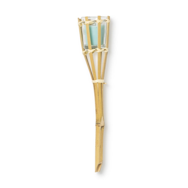 Bamboe tuinfakkel met kaars - diverse kleuren - 30 cm 
