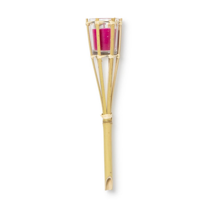 Bamboe tuinfakkel met kaars - diverse kleuren - 30 cm 
