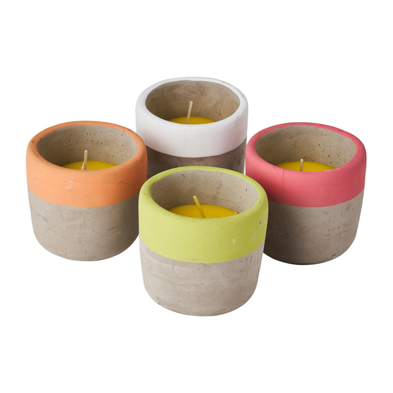 Citronella kaars in beton pot - diverse kleuren - ø8x8 cm