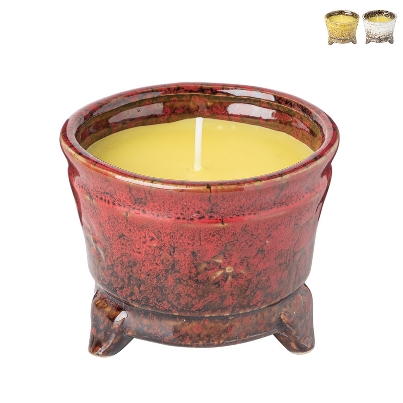 Citronella kaars in pot - diverse kleuren - ⌀10x8 cm