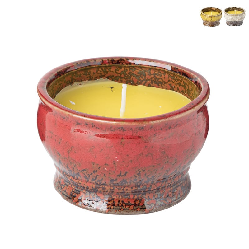 Citronella kaars in pot - diverse kleuren - ⌀11x7 cm