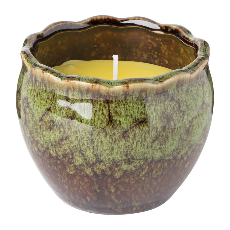 Citronella kaars in ribbel pot - diverse kleuren - ⌀10x8 cm
