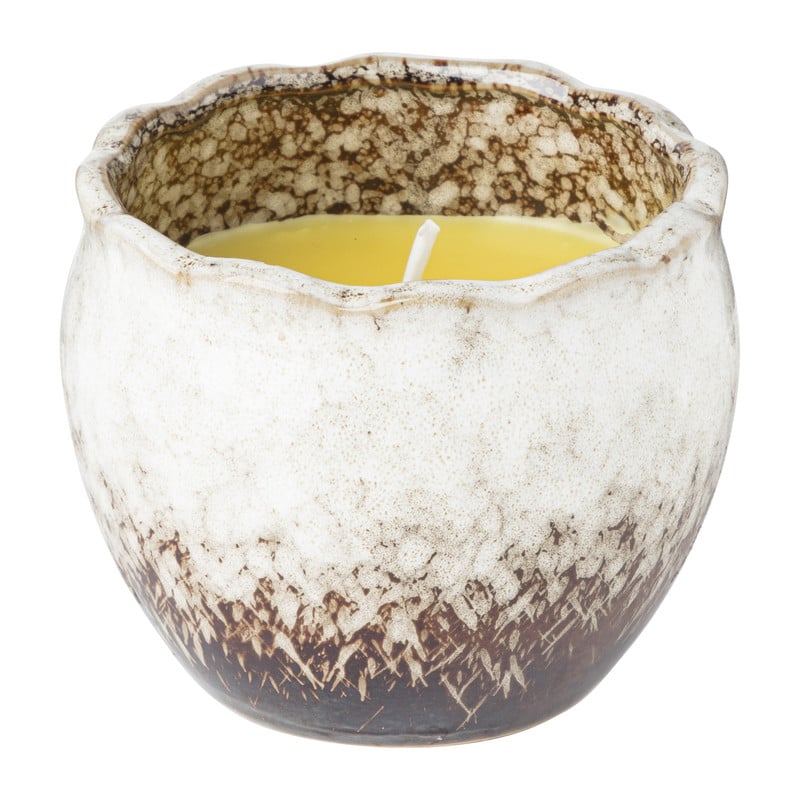 Citronella kaars in ribbel pot - diverse kleuren - ⌀10x8 cm