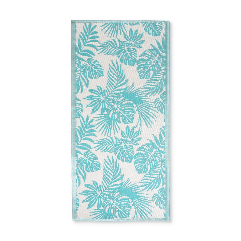 Strandmatje leaves - turquoise - 90x180 cm