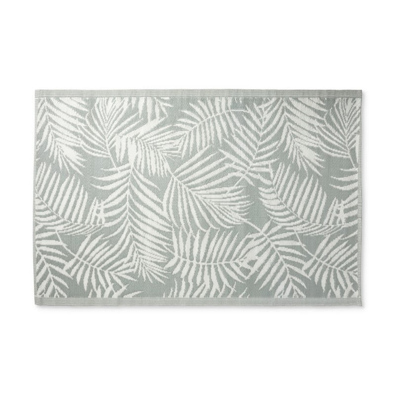 Buitenkleed leaves - grijsgroen/wit - 120x180 cm