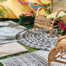 Buitenkleed ethnic - zwart/wit - 160x230 cm