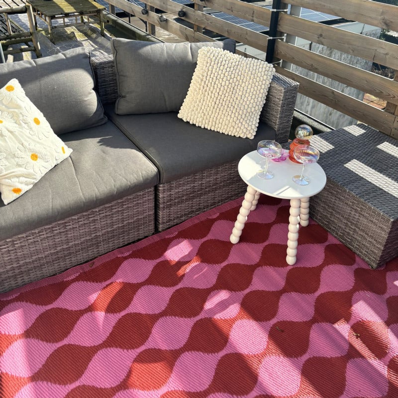 Buitenkleed flow - rood/roze - 160x230 cm