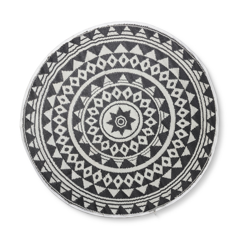 Buitenkleed mandala - zwart/wit - 180 cm 