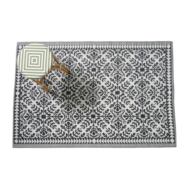 Buitenkleed ethnic - zwart - 120x180 cm
