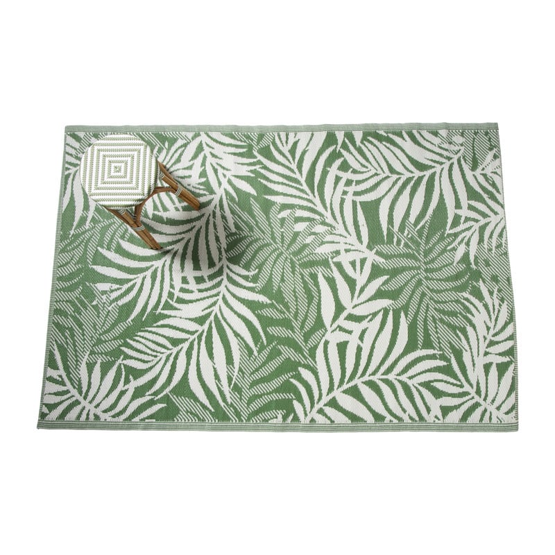 Buitenkleed leaves - groen - 160x230 cm