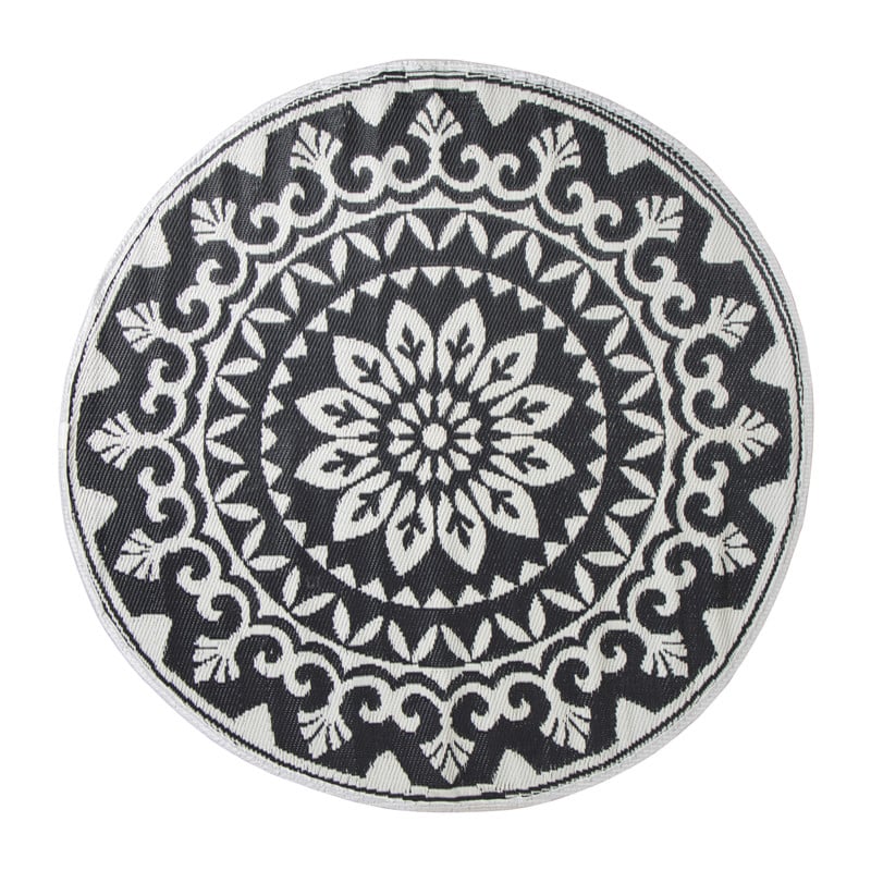Buitenkleed bloem - zwart - ø150 cm