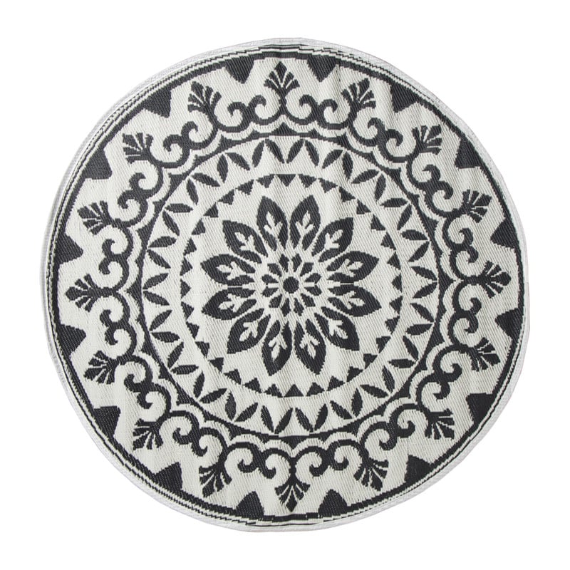 Buitenkleed bloem - zwart - ø150 cm