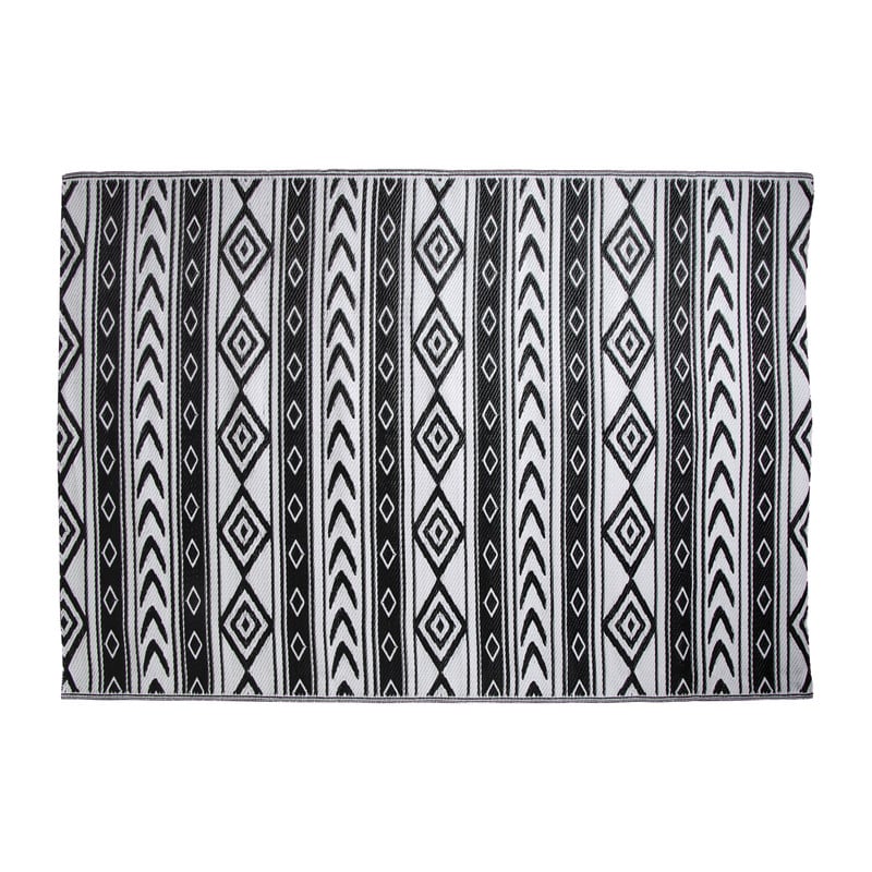 Buitenkleed tribal - zwart - 160x230 cm