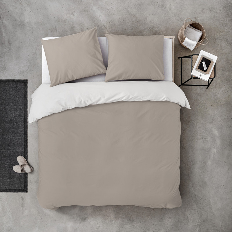 Dekbedovertrek 2-persoons - taupe - 240x220 cm