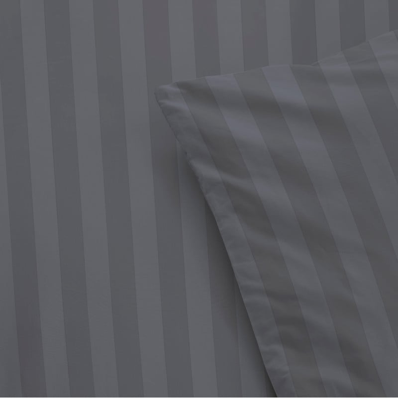 Dekbedovertrek 1-persoons - grijs gestreept - 140x220 cm