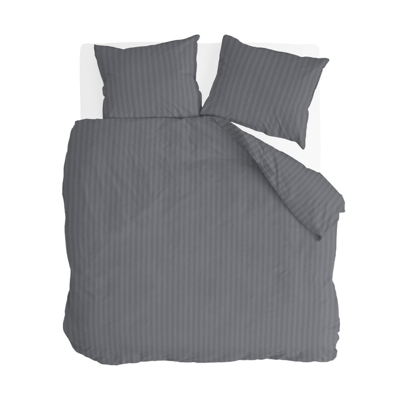 Dekbedovertrek 2-persoons - grijs gestreept - 240x220 cm