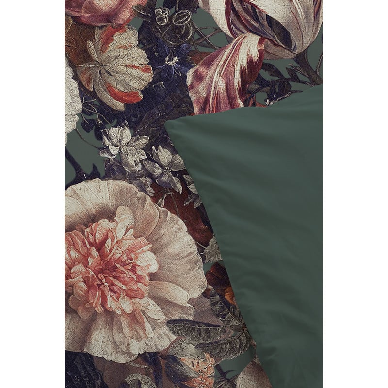 Dekbedovertrek 2-persoons - bloemen groen - 240x220 cm 