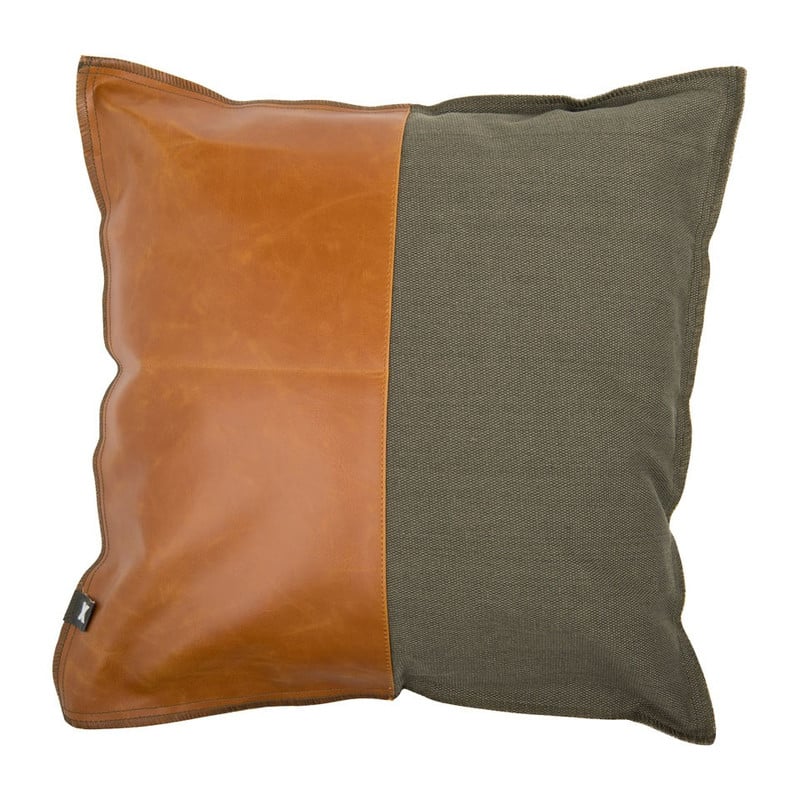 Sierkussen canvas - leer - 45x45 cm