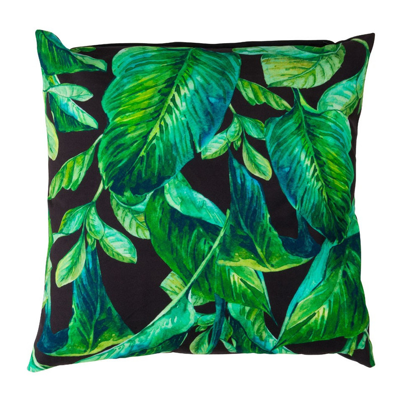 Sierkussen groen blad - zwart/groen - 45x45 cm