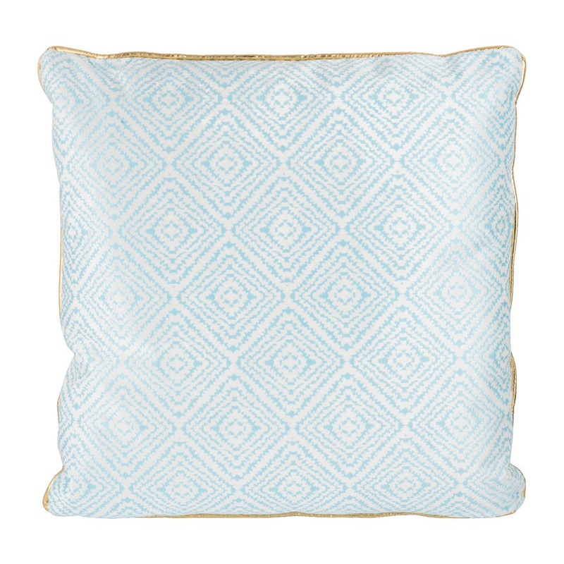 Sierkussen met gouden rand - blauw - 45x45 cm